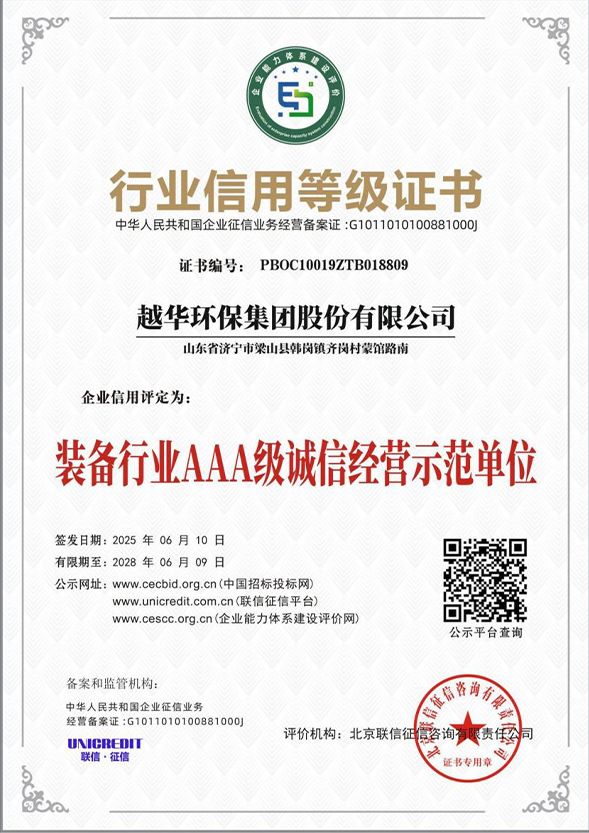 行業(yè)信用等級(jí)證書