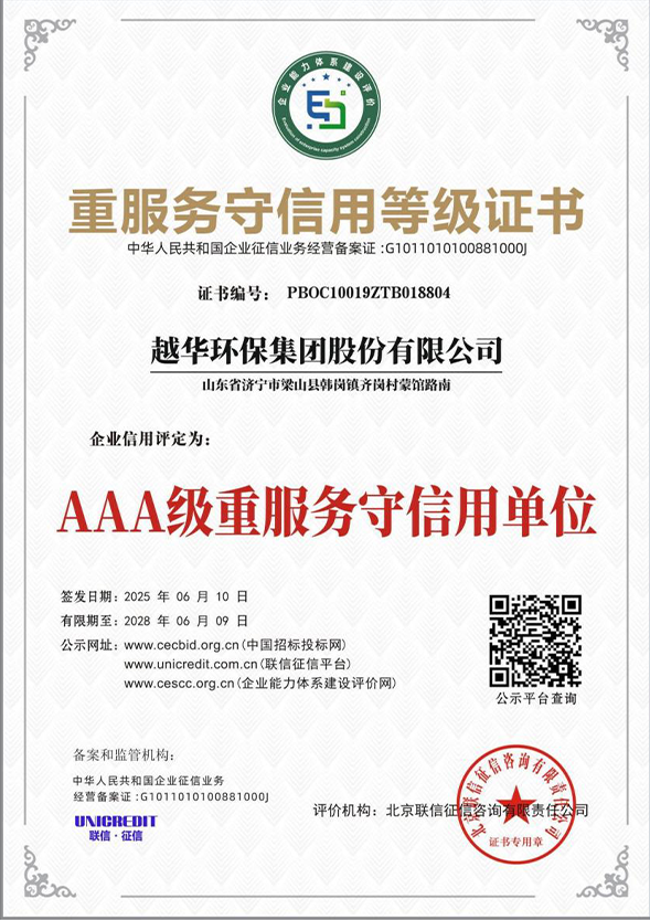 重服務(wù)守信用等級(jí)證書